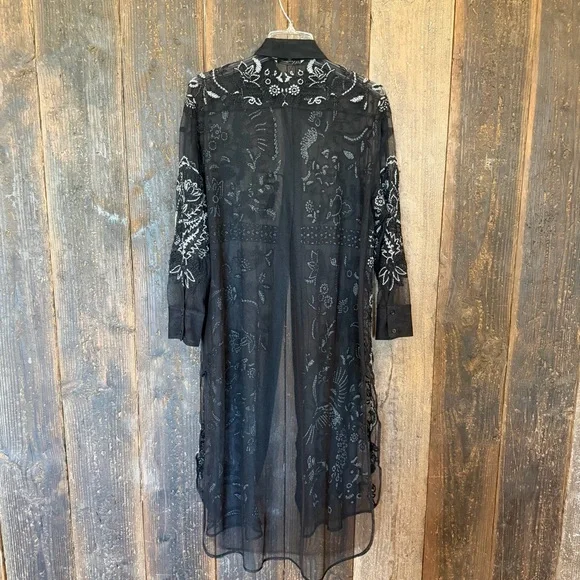 Zara Longline Embroidered Tulle Blouse in - Picture 6 of 6